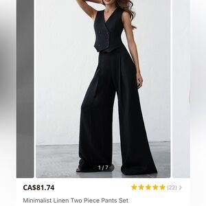 Black Two-Piece Linen Pants Set Commense size L BNWT